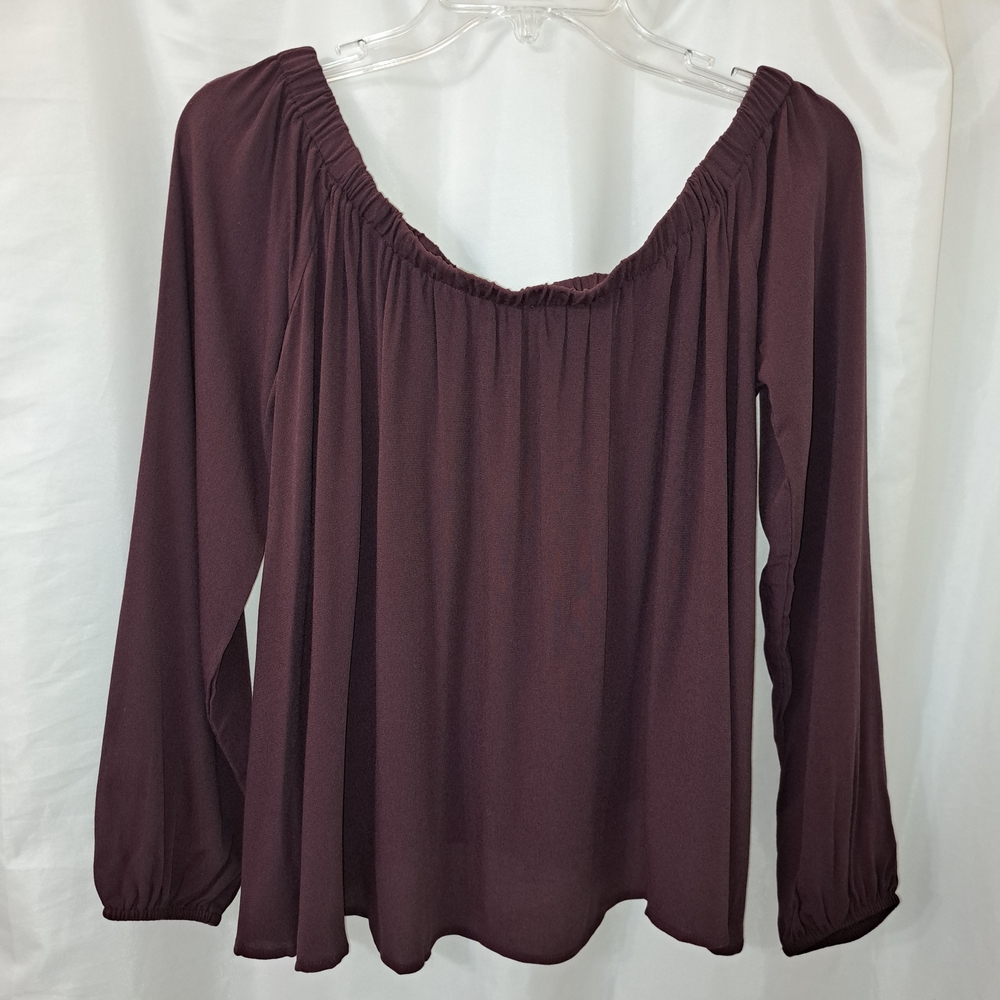 NWT Tobi Wine Color Sz M Women's Flowy High/low Blouse Rayon - Picture 9 of 11